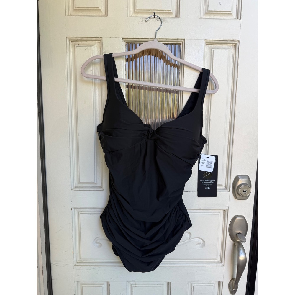 Miraclesuit Black One Piece Swimsuit Ruched Tummy Control Size 16 174014508 NEW